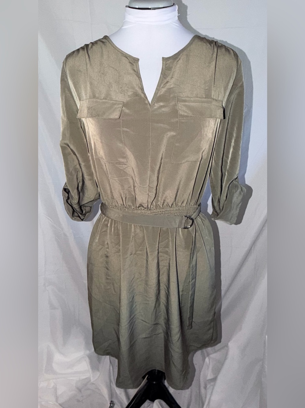 🛍️Mossimo Olive Green Utility Belted Dress